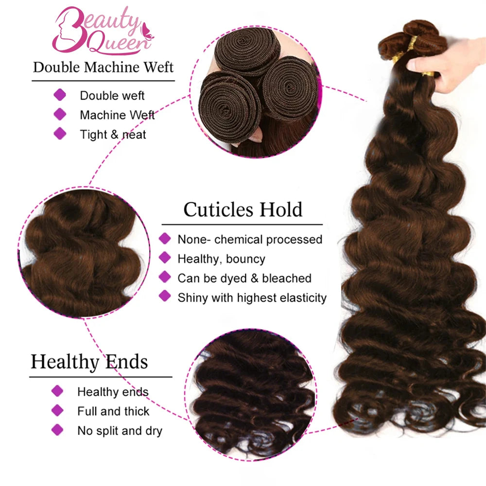 #4 Dark Brown Body Wave Human Hair Bundles