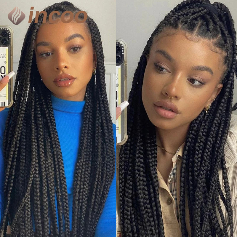 36" Full Lace Front Synthetic Box Braided Knotless Wigs - Various Colors Available
