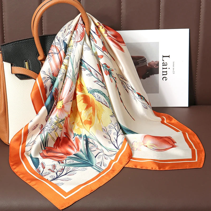Luxury Print Satin Silk Square Scarfs