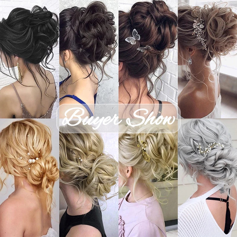 Synthetic Culrly Messy Ponytail Updo Bun with Elastic Band/Scrunchy