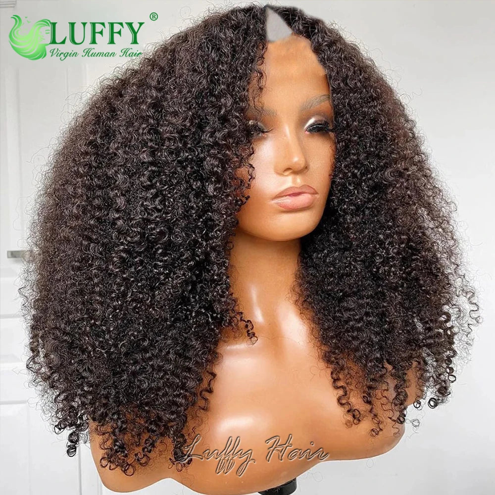 Afro Kinky Curly U & V Part Human Hair Wigs