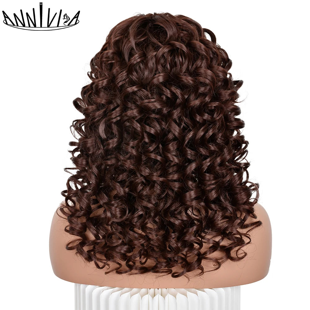 Synthetic Curly Wig With Bangs - Various Colors Available