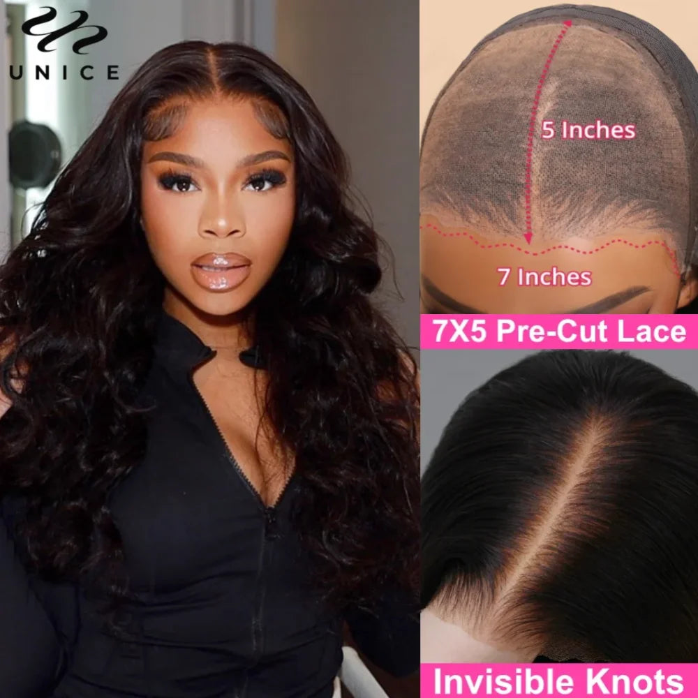 Body Wave Bye Bye Knots - Pre Bleached Knots Pre Cut Glueless Human Hair Ready To Wear Wig