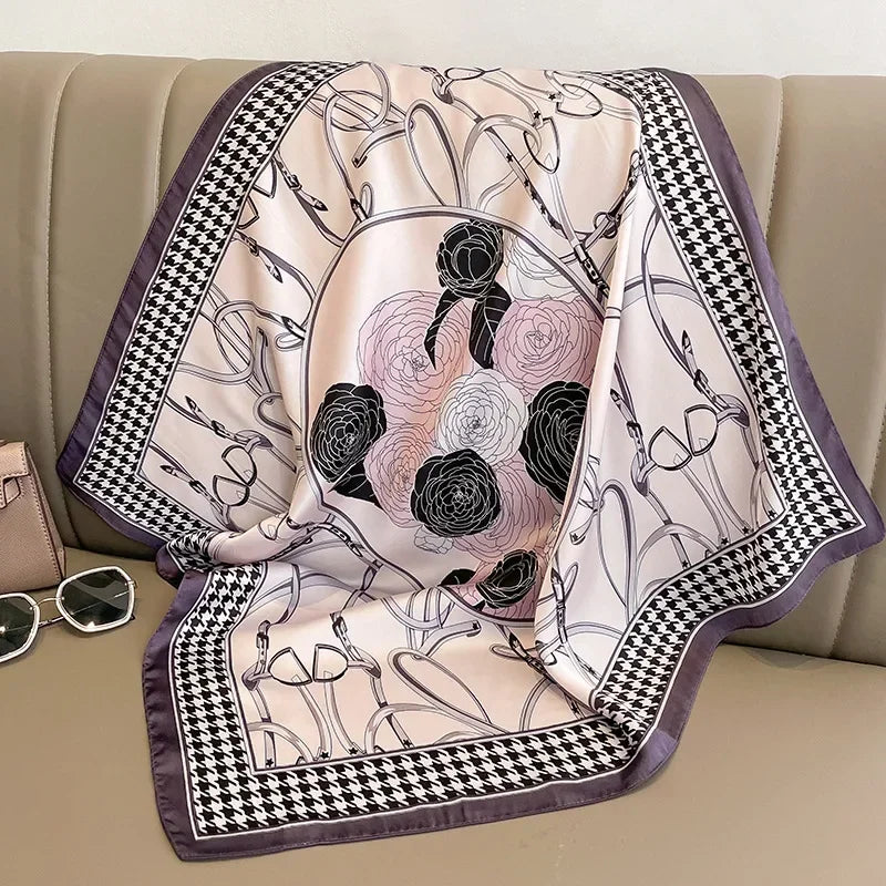 100%Polyester Scarf 70cm Printed Square Scarf