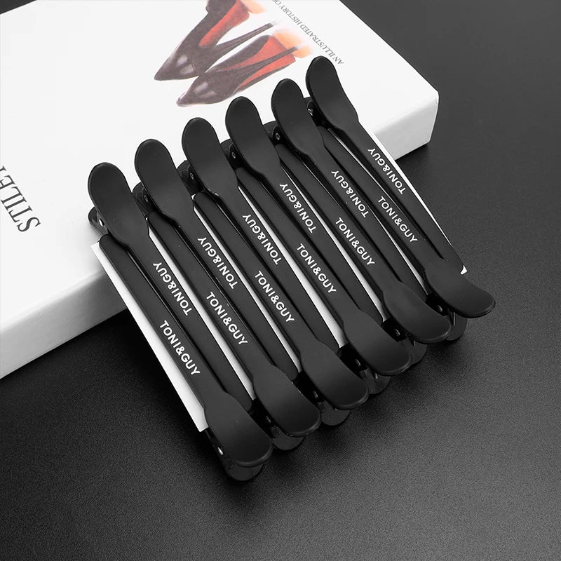 12pcs Hairdressing Hair Clip Salon  Alligator Hair Clips Plastic Black Non-Slip Clamps Salon Hair Care Styling Tools
