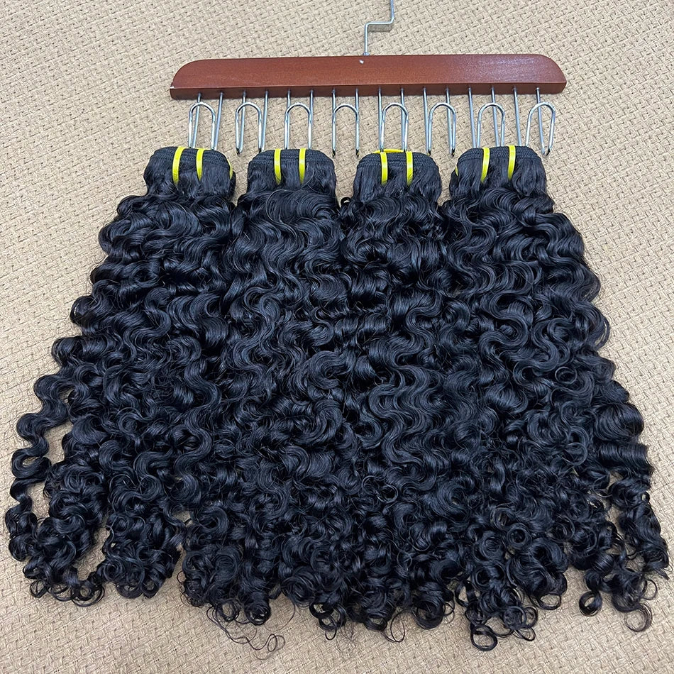 Burmese Curly Human Hair Bundles #1B Natural Raw Virgin Hair Weave
