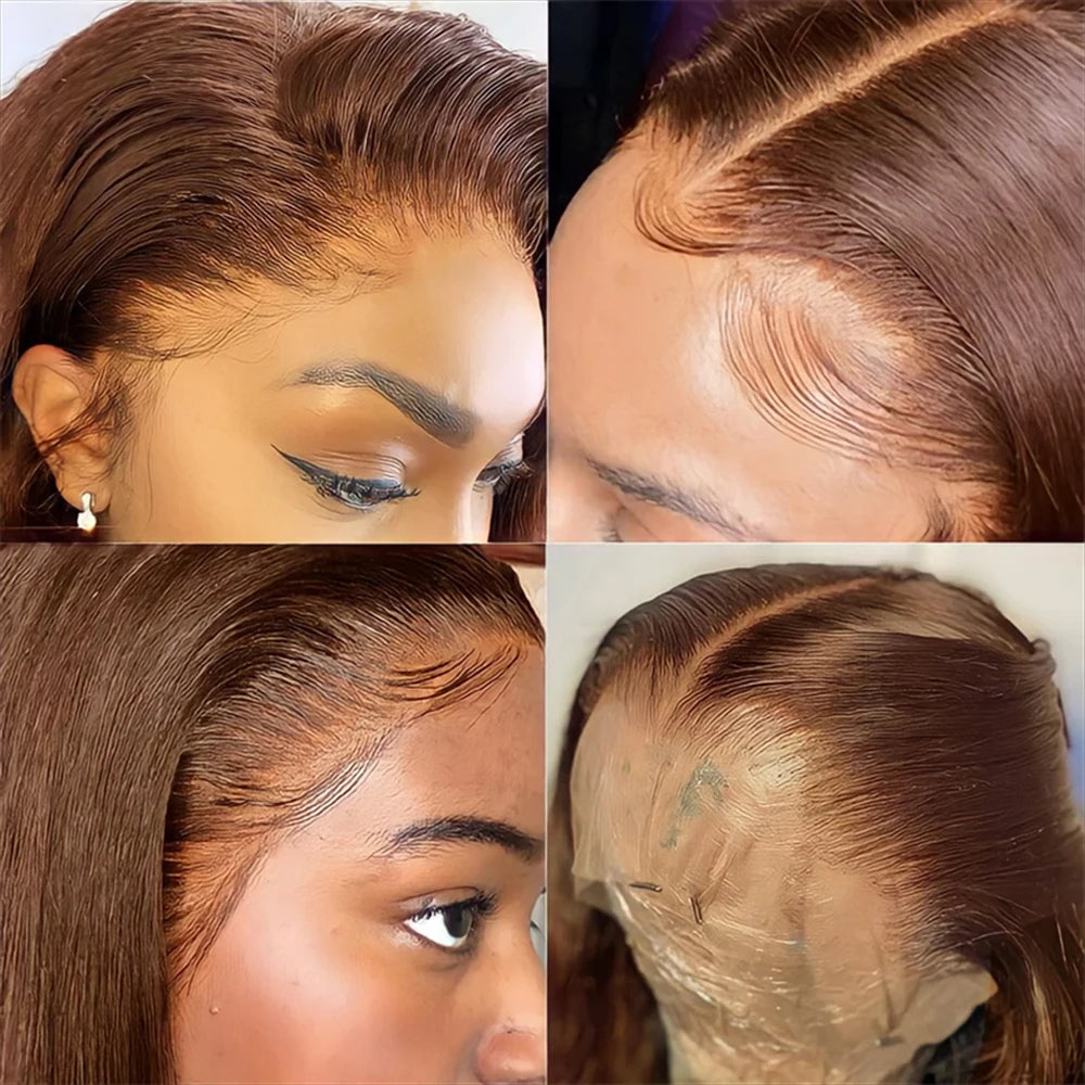 Chocolate Brown Bone Straight - HD Lace Front Human Hair Wig