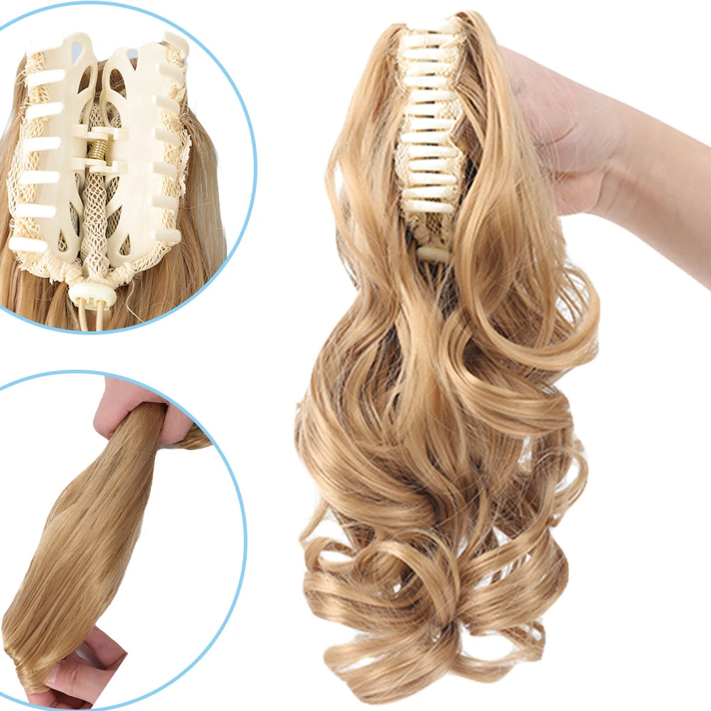 Synthetic Claw Clip In Short Curly Ponytails