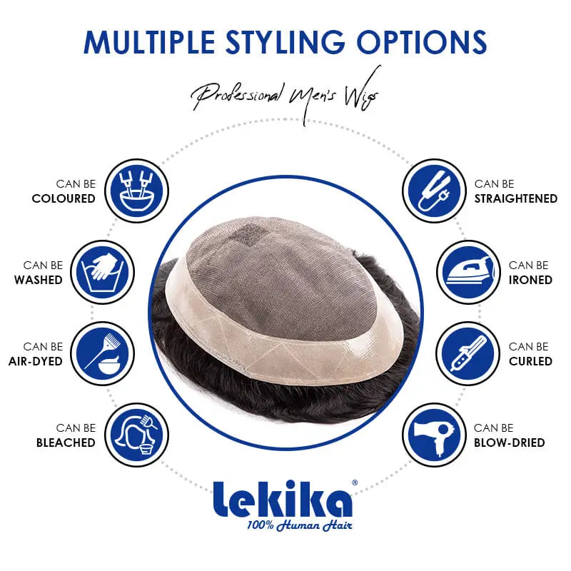 Human Hair Prosthesis Toupee/Hair Replacement Systems Large Sizes (8X11 & 9X11) 130% Density 6" - Various Options Available