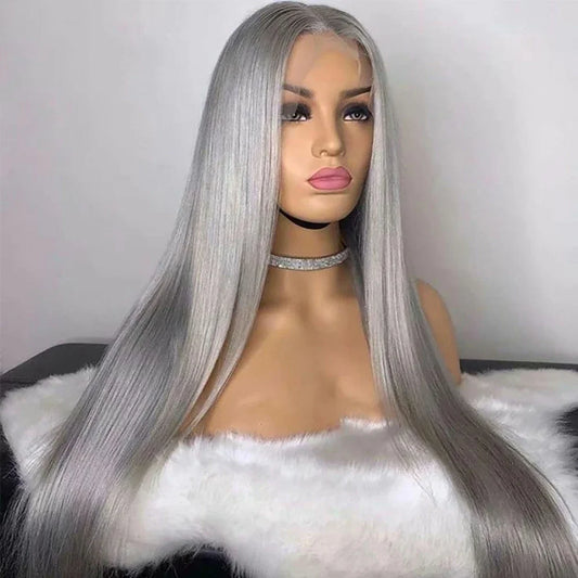 Raw Vietnamese Straight Silver Grey - HD Transparent Lace Frontal Human Hair Wig