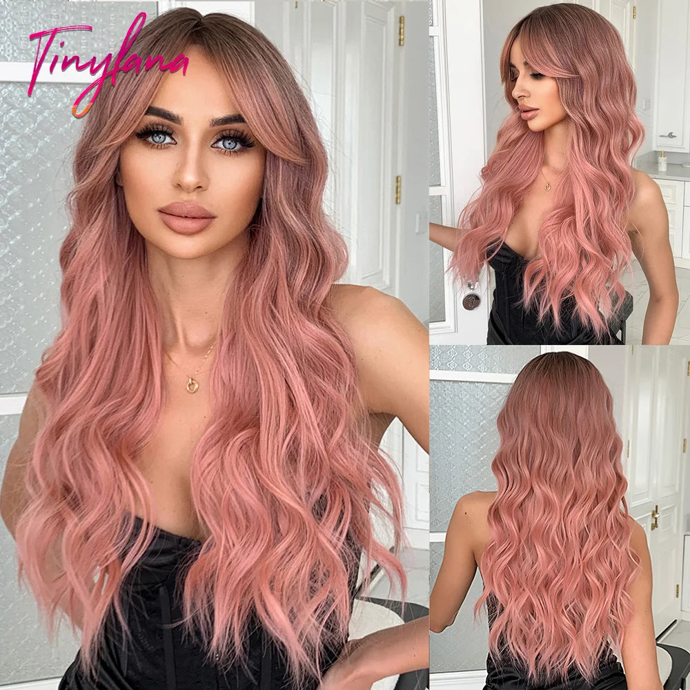 Long Curly Wavy Cosplay Synthetic Wigs With Bangs - Various Colors Available
