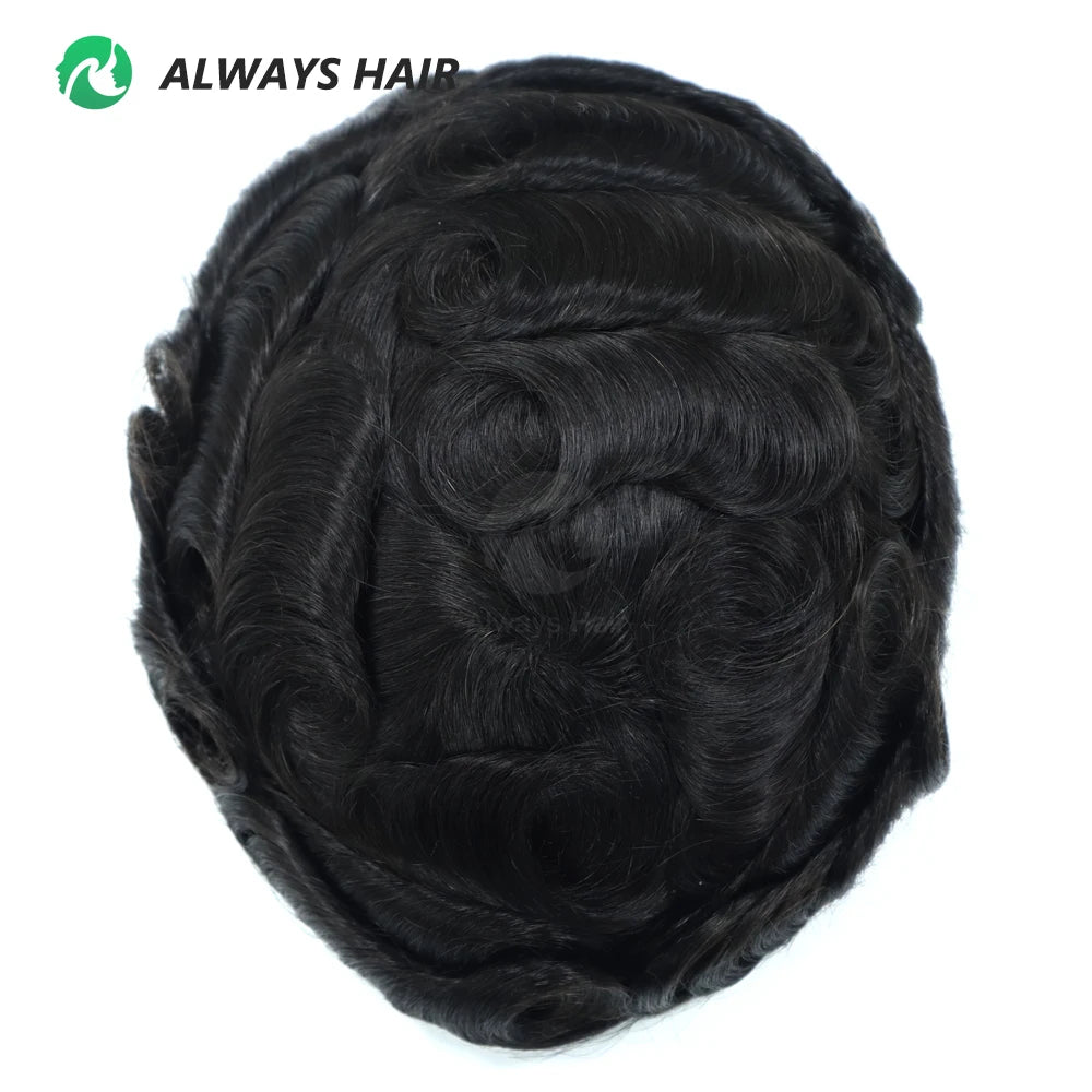 130% Density Indian Human Hair 0.10-0.12 Thickness Skin Men's Capillary Prothesis - Various Options Available