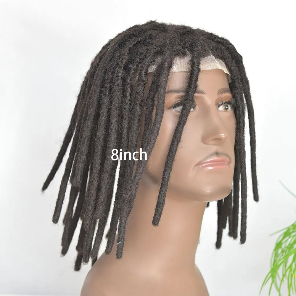 Full French Lace Base Afro Dreadlock 12Inch Toupee Human Hair System Hair Prosthesis