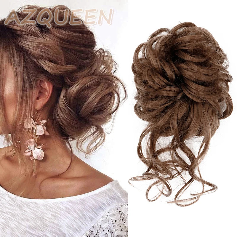 Synthetic Culrly Messy Ponytail Updo Bun with Elastic Band/Scrunchy