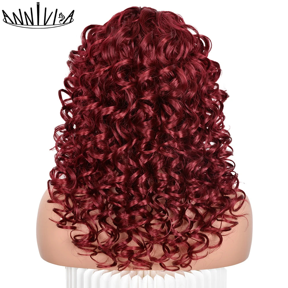 Synthetic Curly Wig With Bangs - Various Colors Available
