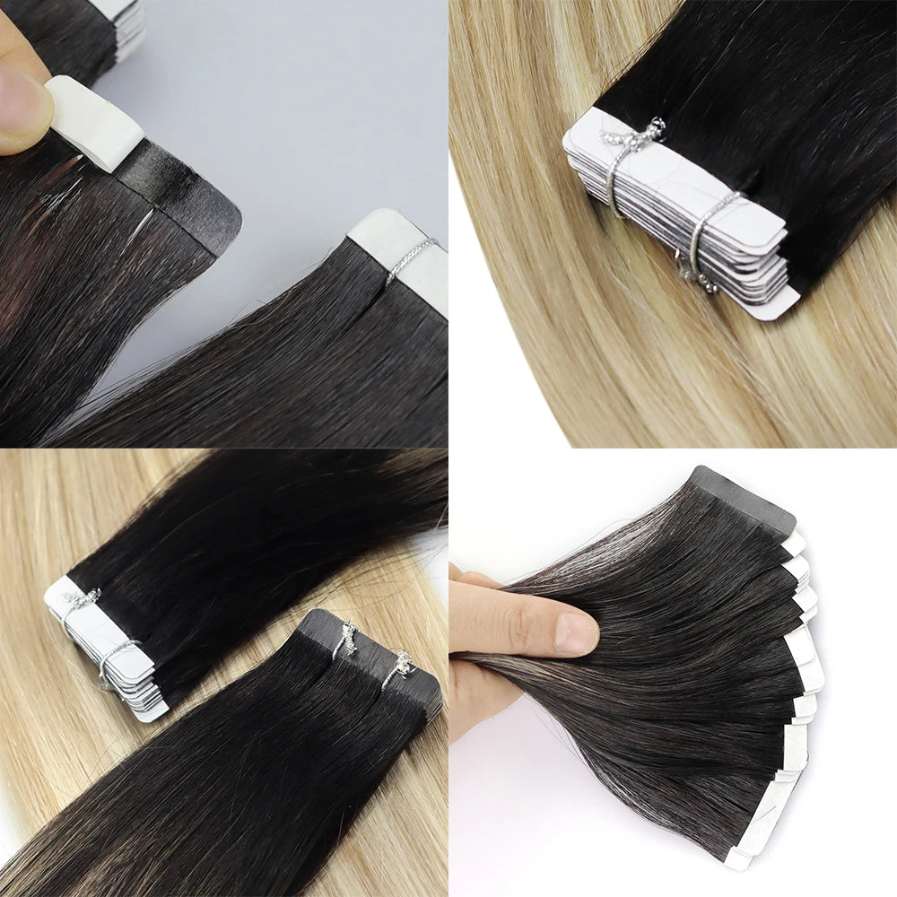Straight Tape in Human Hair Extensions - Various Colors Available