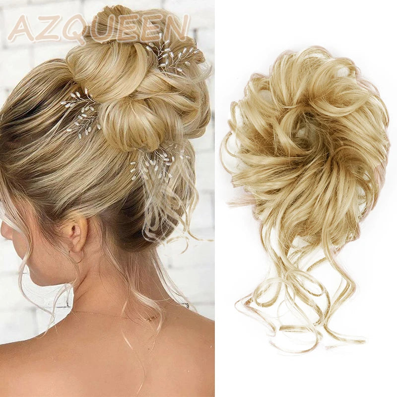Synthetic Culrly Messy Ponytail Updo Bun with Elastic Band/Scrunchy