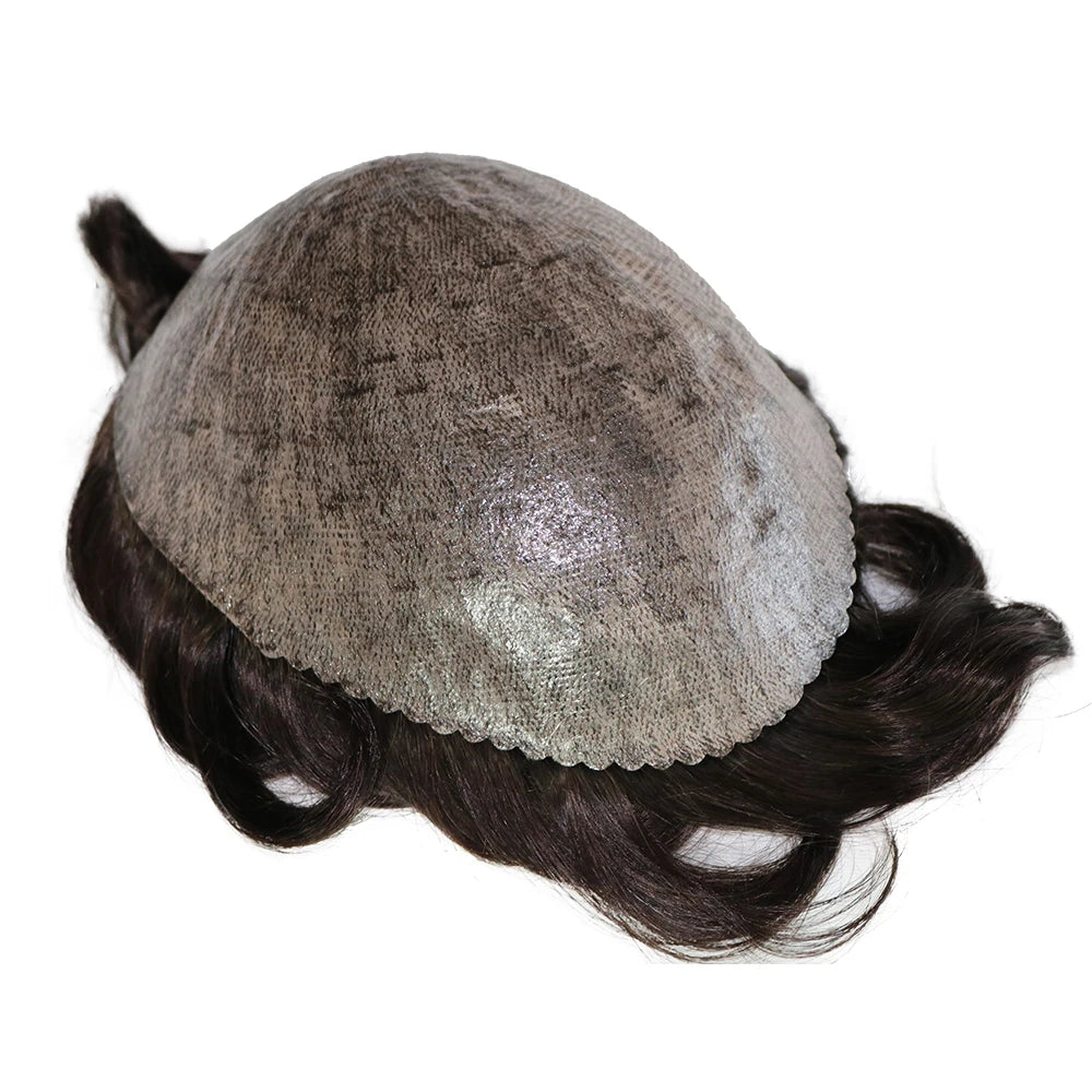Natural Hairline Hair Replacement System (Toupee)  V-loop 0.06-0.08mm PU Base, Straight/Wavy - 1B Color Variations Available