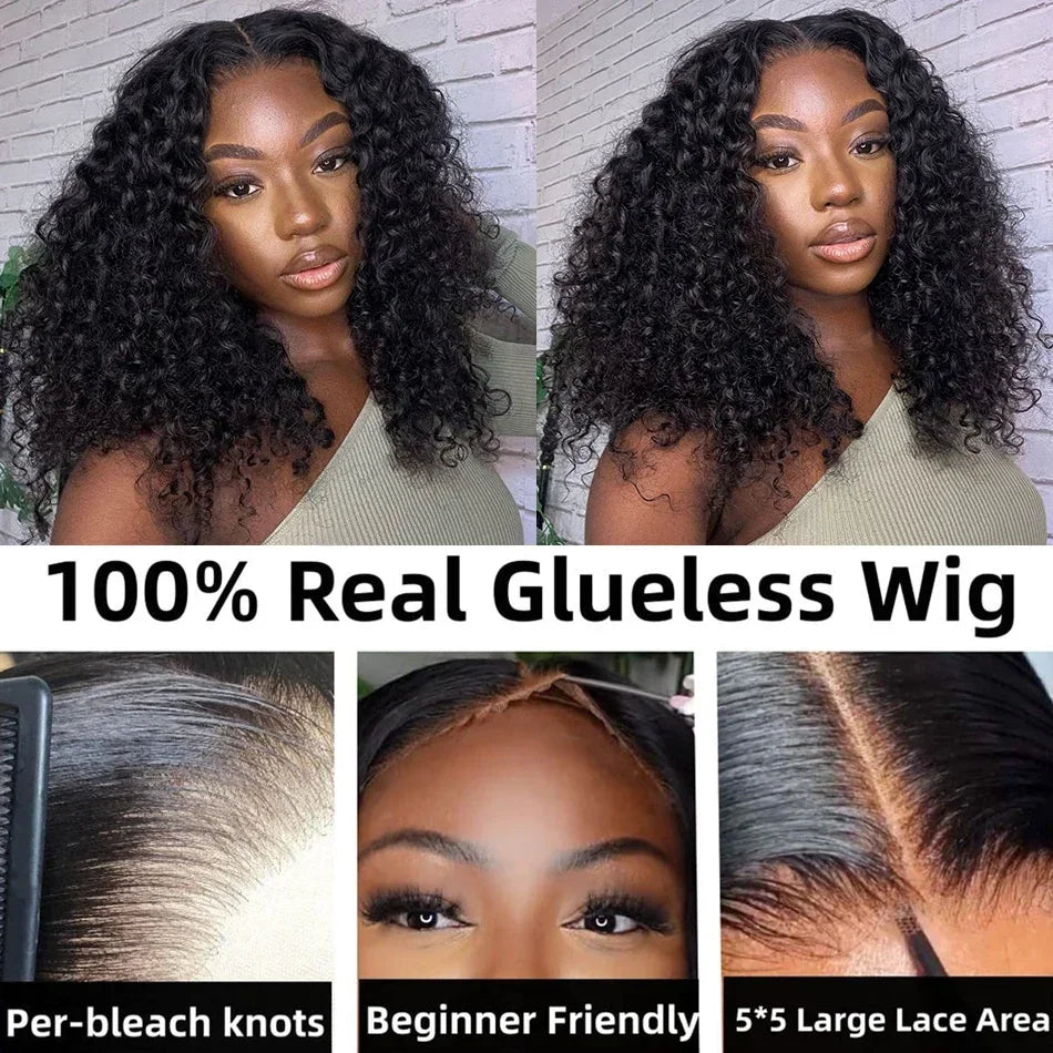 Deep Water Wave Curly Bob - Transparent Lace Frontal Glueless Wig
