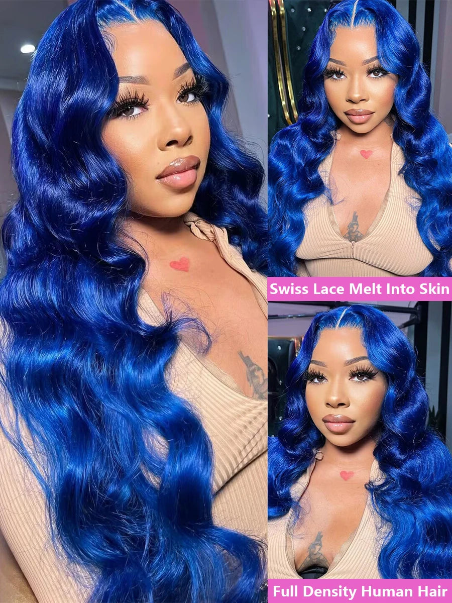 Blue Body Wave - Pre Plucked HD Transparent Lace Front Human Hair Wig