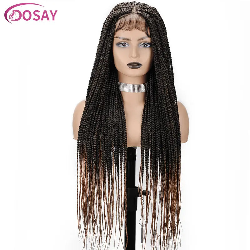 36" Synthetic Lace Front Knotless Box Braided Synthetic Wigs