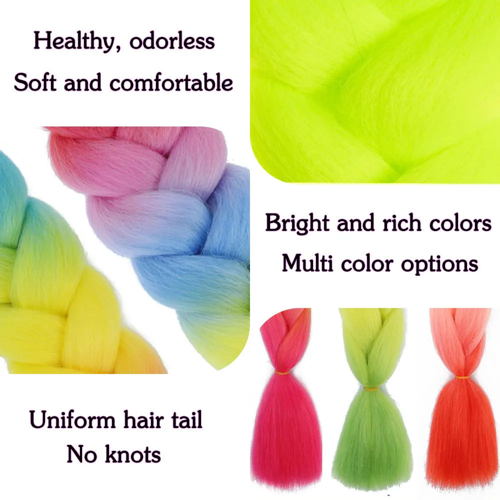 24" Synthetic Yaki Jumbo Braiding Hair - Various Colors Available
