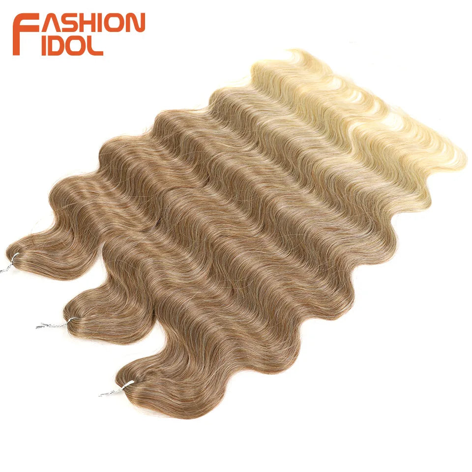 Ombre Body Wave Crochet Hair 24 Inch Long Synthetic Hair - Various Colors Available