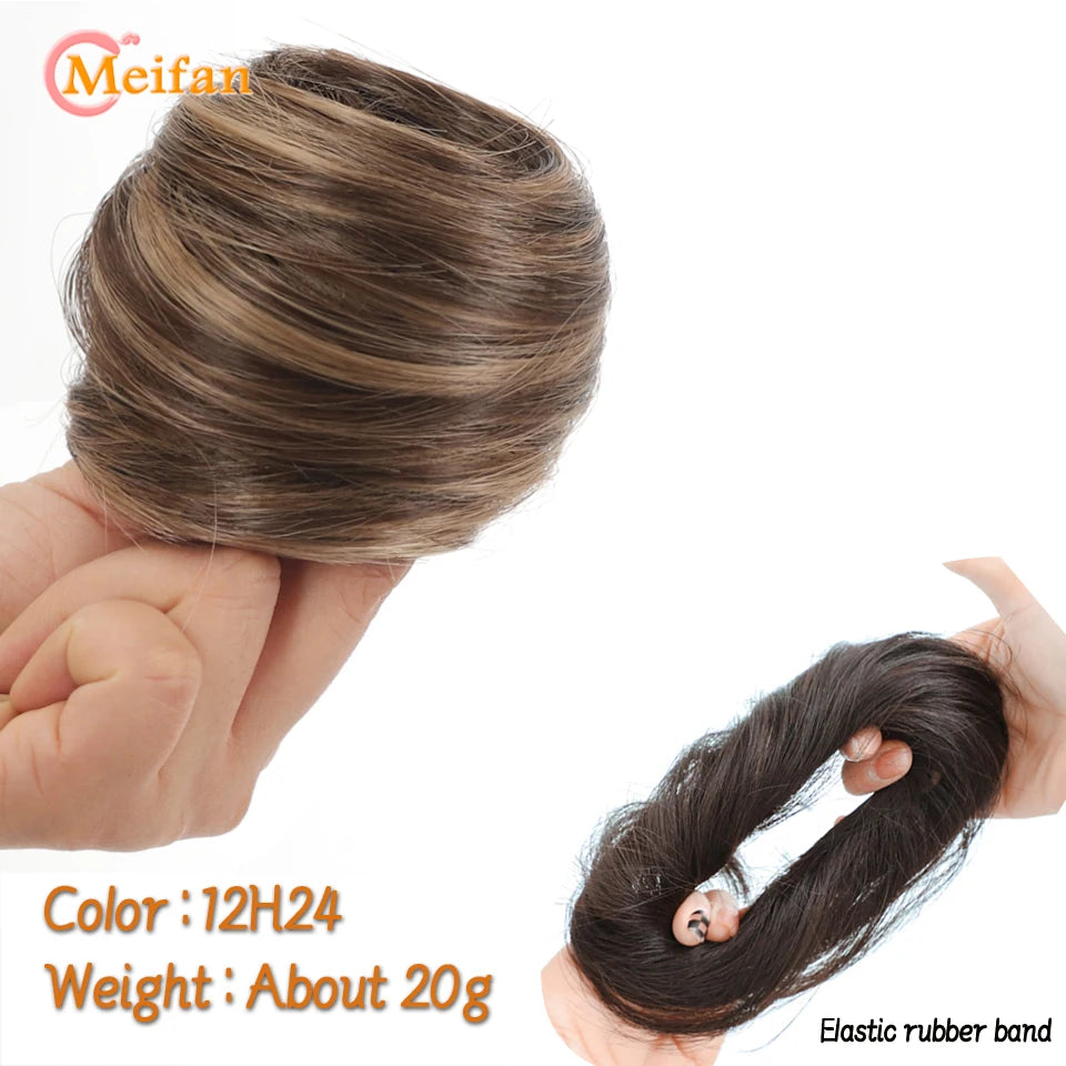 Synthetic Hair Bun with Elastic Band or Clip On - Various Options Available