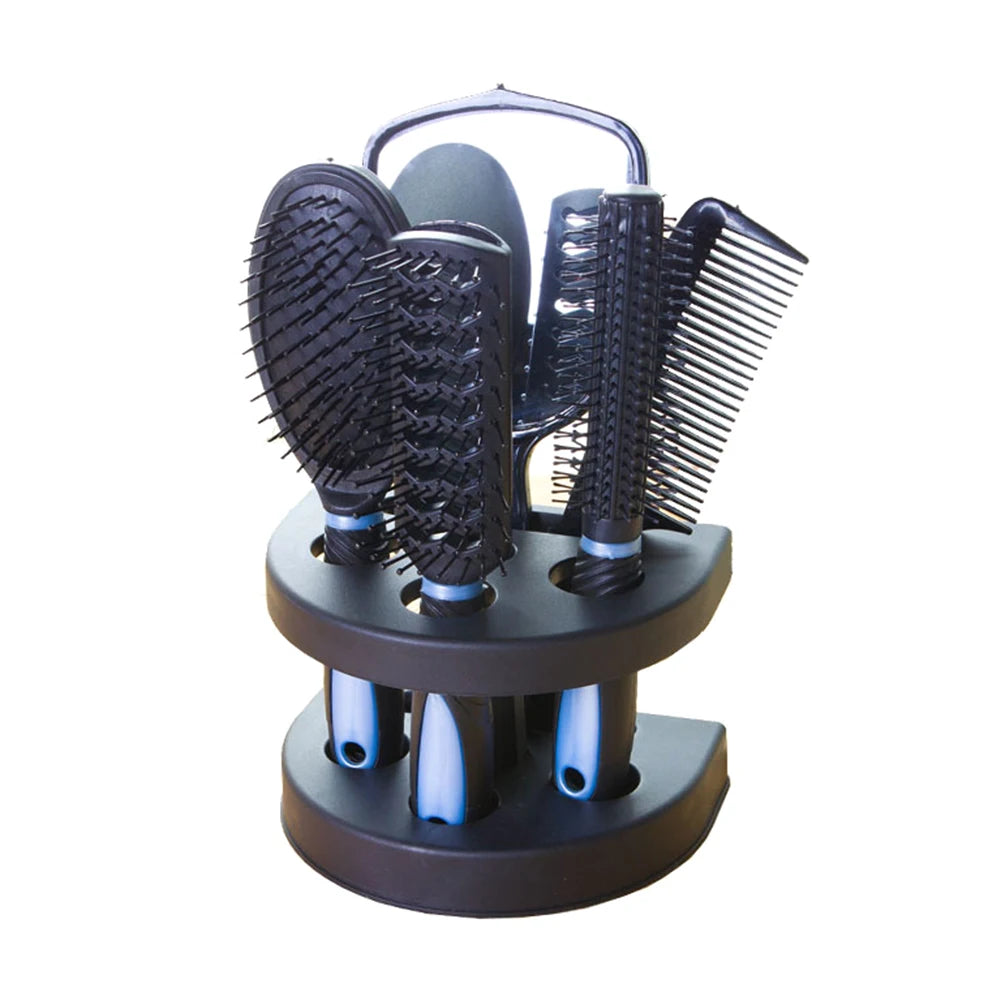 5-Pack Comb Brush Set with Mirror Hair Brush Holder Professional Massage Comb Cosmetic Hair Styling Tool Set