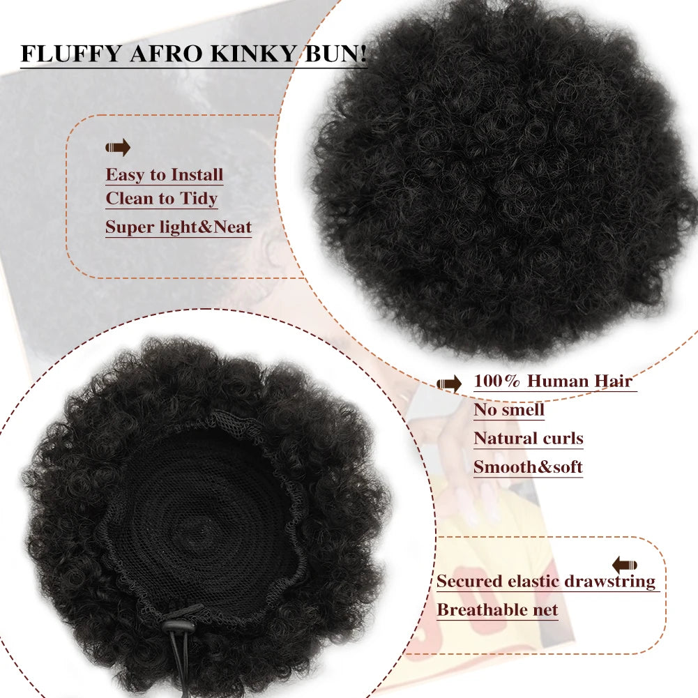 Afro Puff Drawstring Ponytail - 100% Human Hair