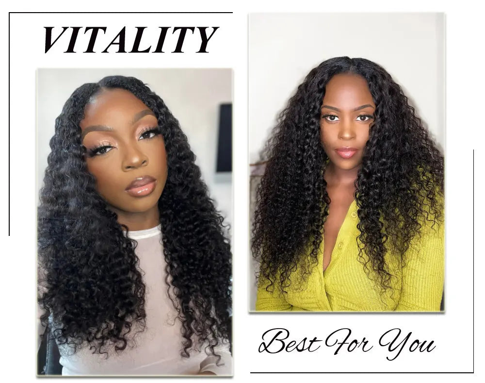 Curly Human Hair Headband & V Part Wig Human Hair