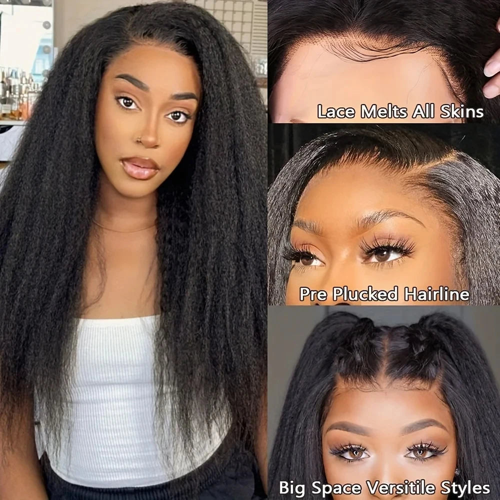 Kinky Yaki Straight - Pre Plucked HD Lace Front Human Hair Wig