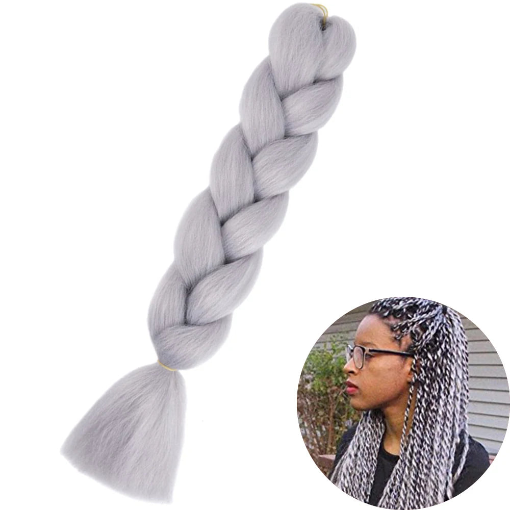 24" Synthetic Yaki Jumbo Braiding Hair - Various Colors Available