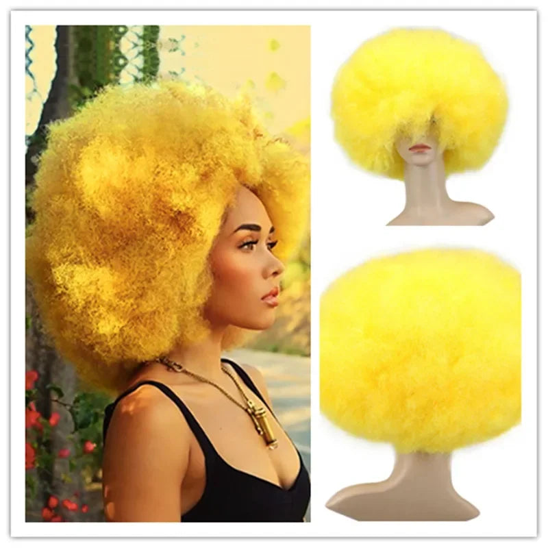 Synthetic 200g Super Big Short Curly Party Afro Wigs - Various Colors Available