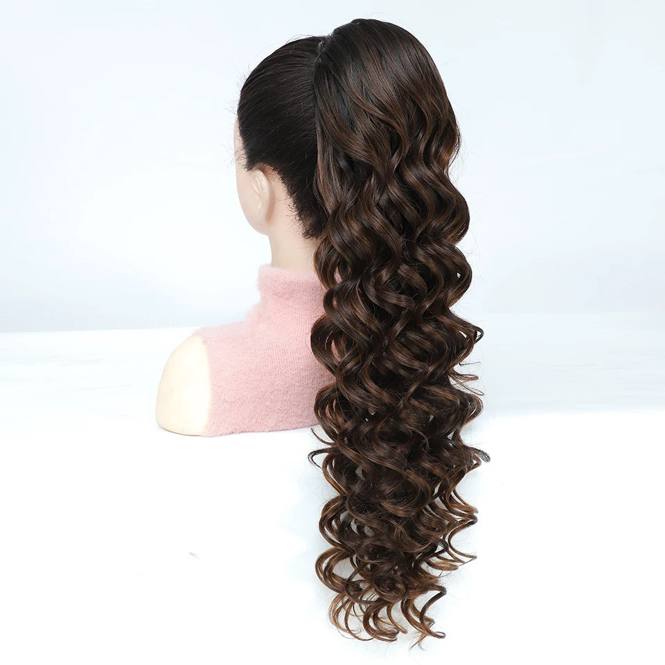 24inch Synthetic Drawstring Curly Ponytail With secure Clip
