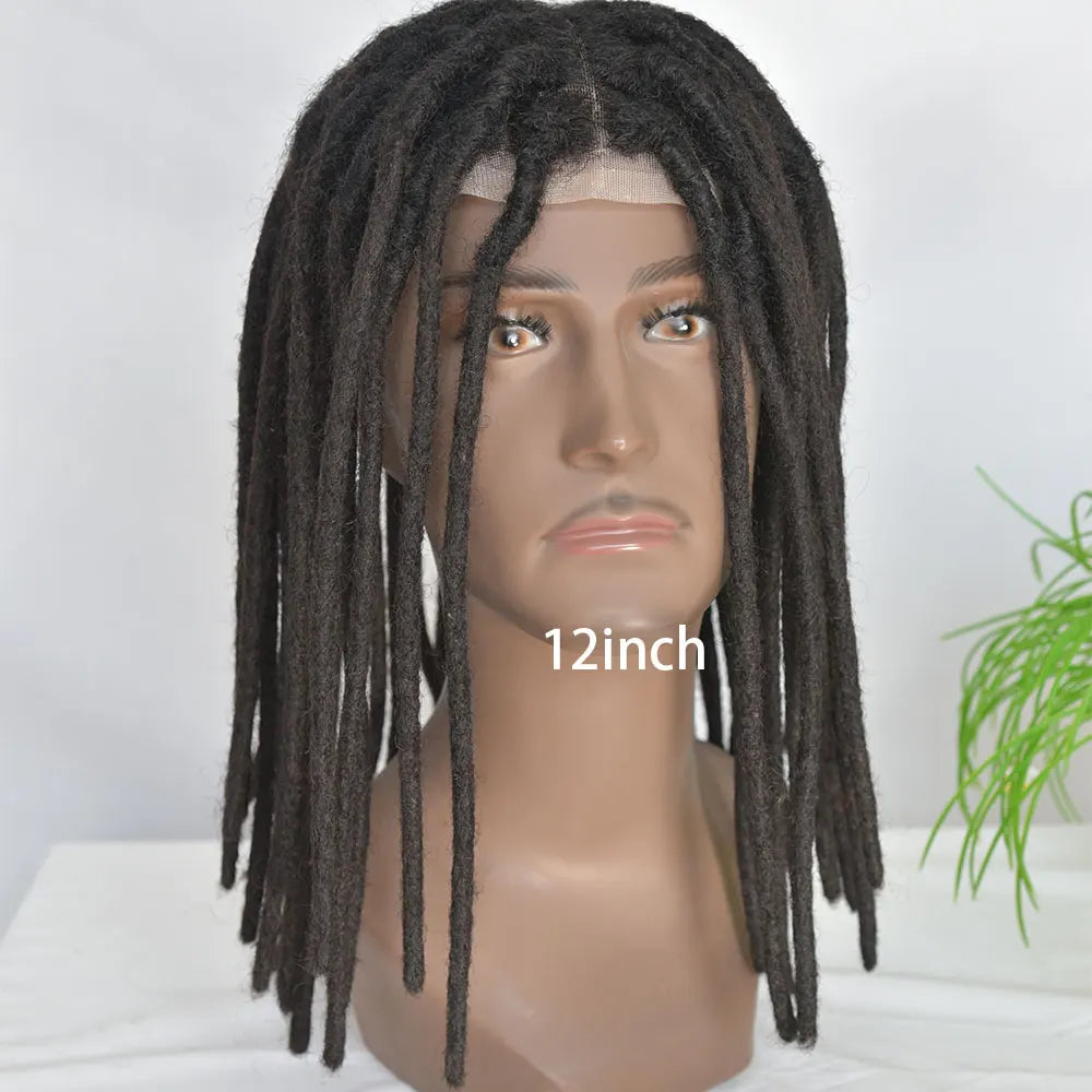 Full French Lace Base Afro Dreadlock 12Inch Toupee Human Hair System Hair Prosthesis