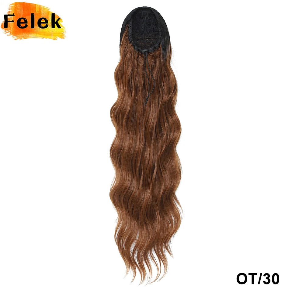 28 Inch Body Wave Drawstring Synthetic Ponytail