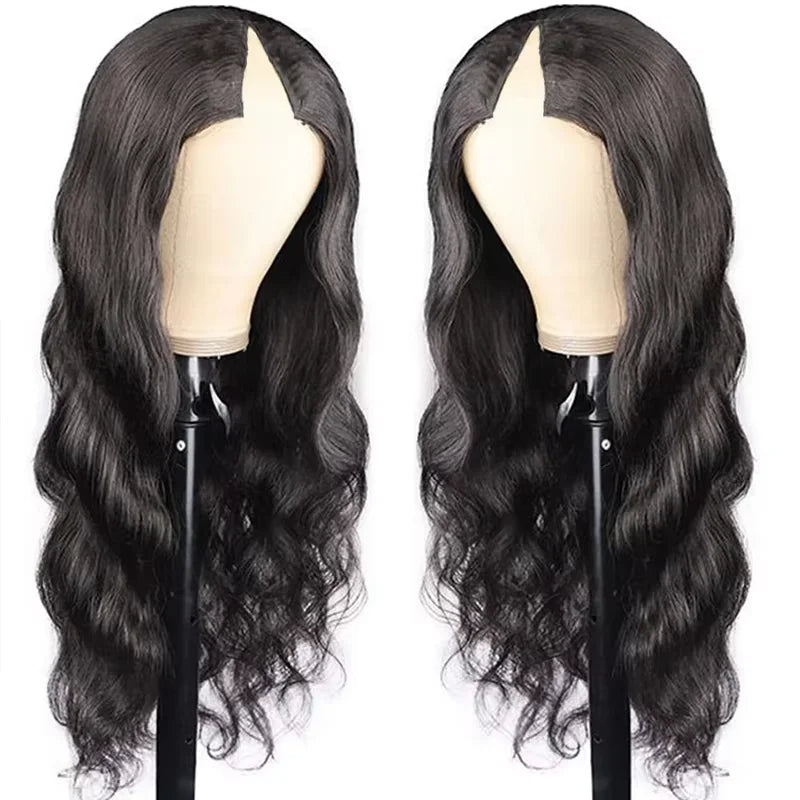 V Part Body Wave Brazilian Human Hair Wigs