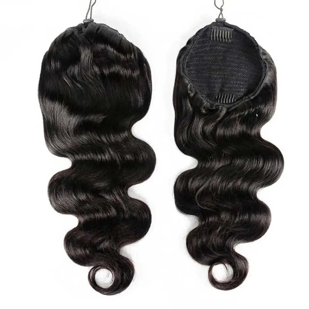 Body Wave Human Hair Drawstring Ponytail - Natural Color
