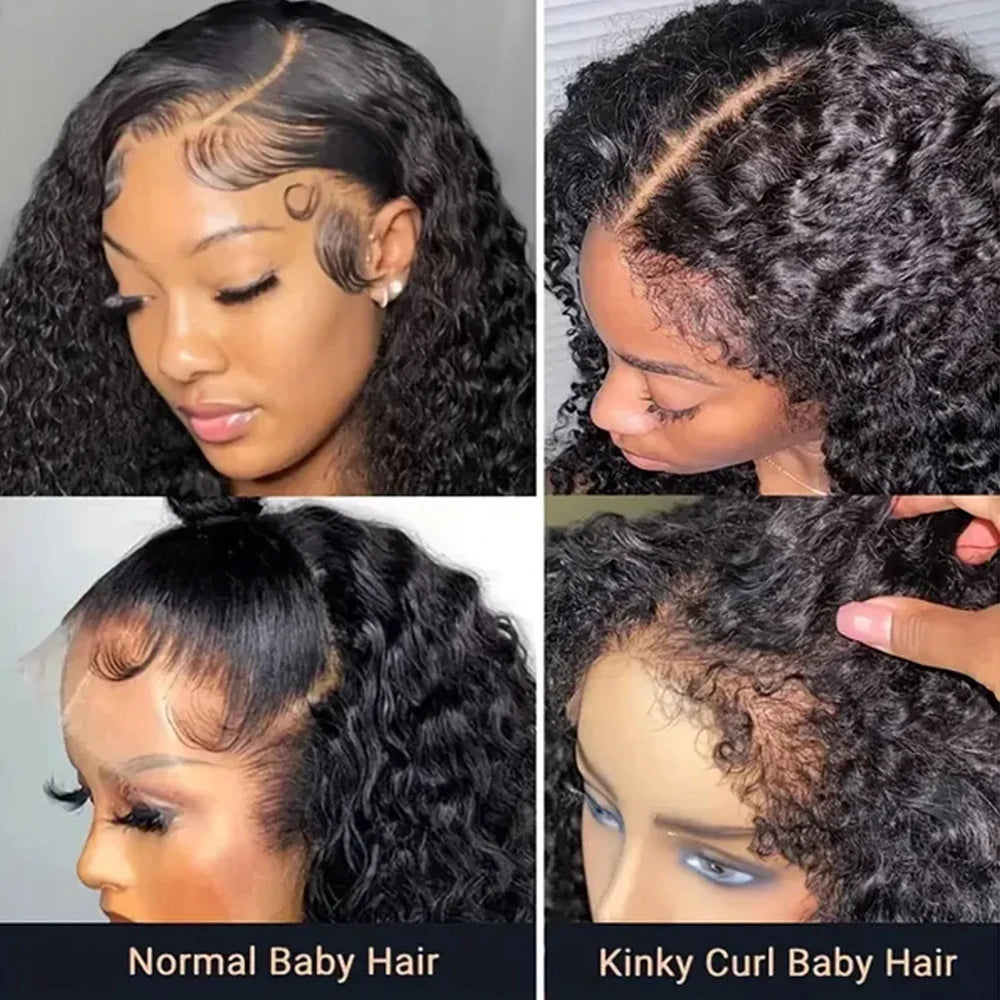 Short Bob Kinky Curly Transparent Frontal Wig With 4C Edges Lace