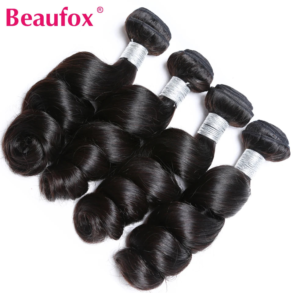 Loose Wave Human Hair Bundles With Lace Closure - Various Lengths