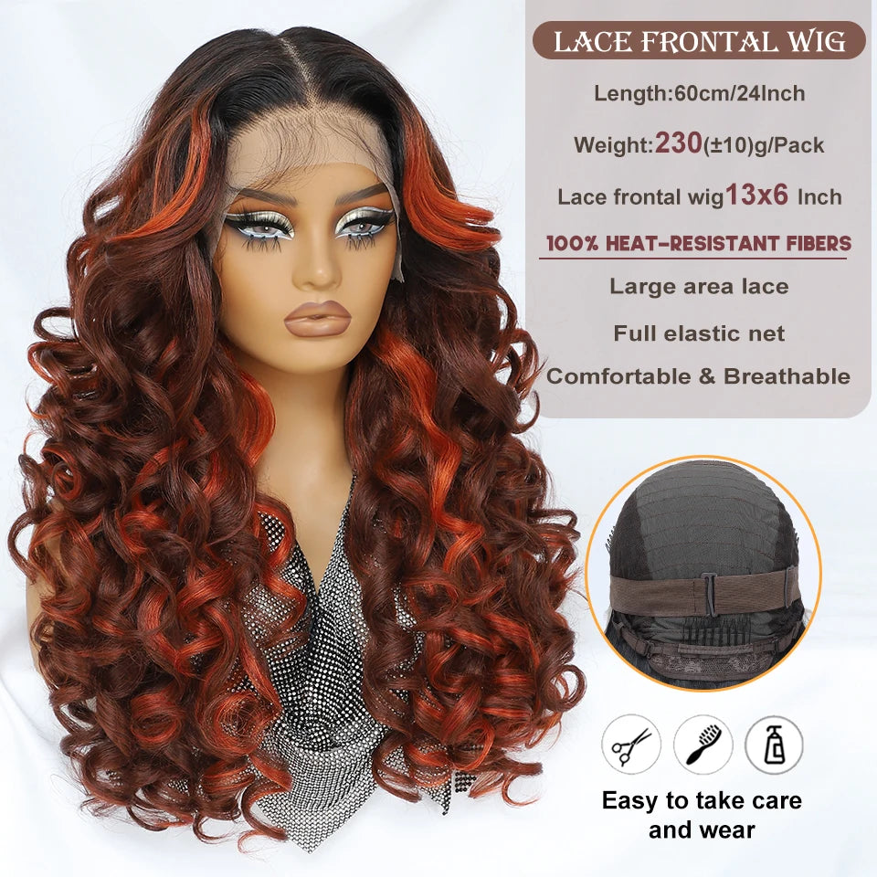 Curly Pre-Plucked Baby Hair Synthetic Lace Front Wigs - Various Colors Available