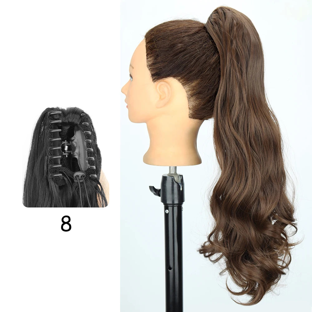 Synthetic 24" Long Wavy Claw Clip On Ponytail
