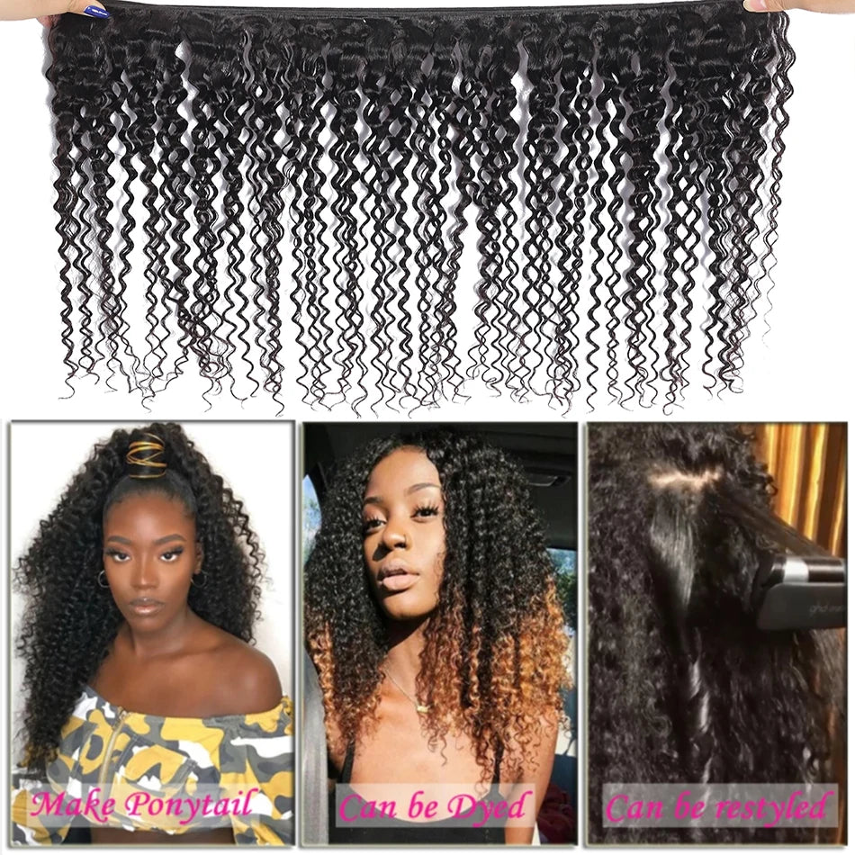 Mongolian Kinky Curly Raw Remy Human Hair Weave Bundles