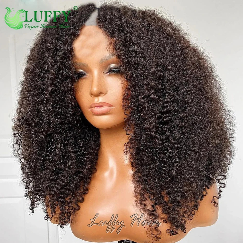 Afro Kinky Curly U & V Part Human Hair Wigs
