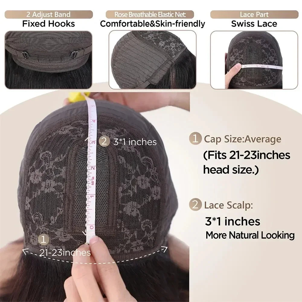 Synthetic Straight Layered Cut HD Lace Wigs With Bangs - Cinnamon and Black Colors Available