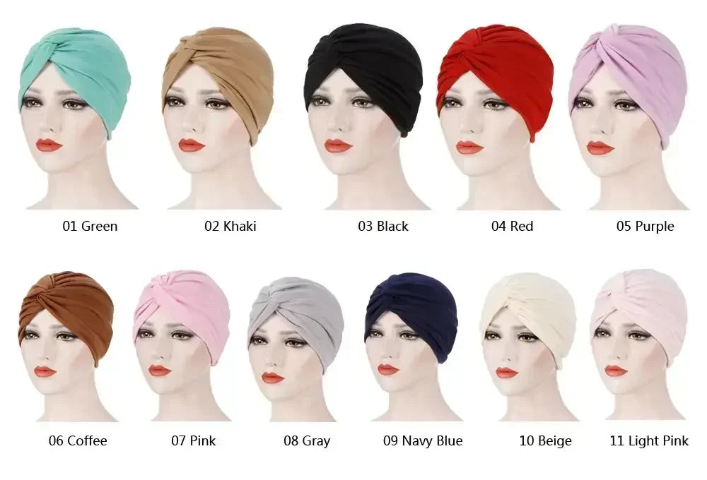 Women's Pleated Turbans in Various Colors