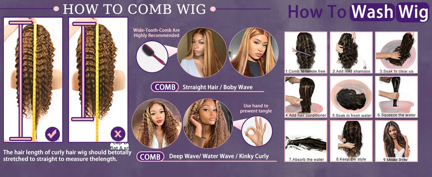 Deep Wave Ombre Highlight - Glueless Lace Frontal Human Hair Ready To Wear Wig