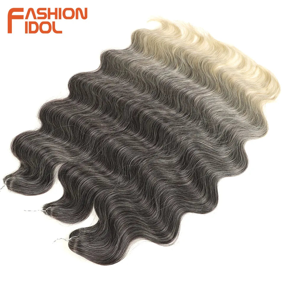 Ombre Body Wave Crochet Hair 24 Inch Long Synthetic Hair - Various Colors Available