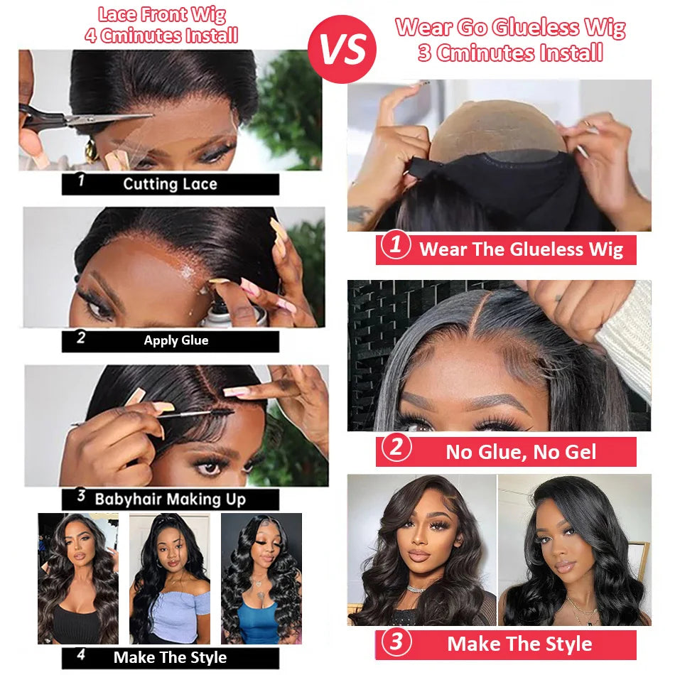 Brazilian Body Wave - Glueless HD Lace Front Wear & Go Human Hair Wig